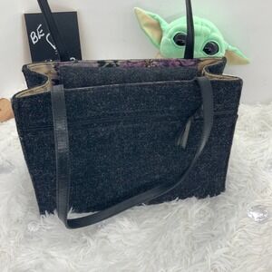 Womens Kate Spade Vintage 90s Wool Satchel Purse Gray